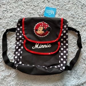 Disney Minnie Mouse Backpack Adjustable Straps Drawstring And Velcro Closure
